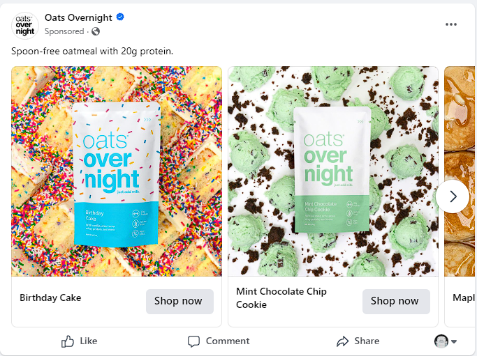 Facebook carousel ad example