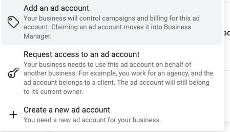ad account creation options