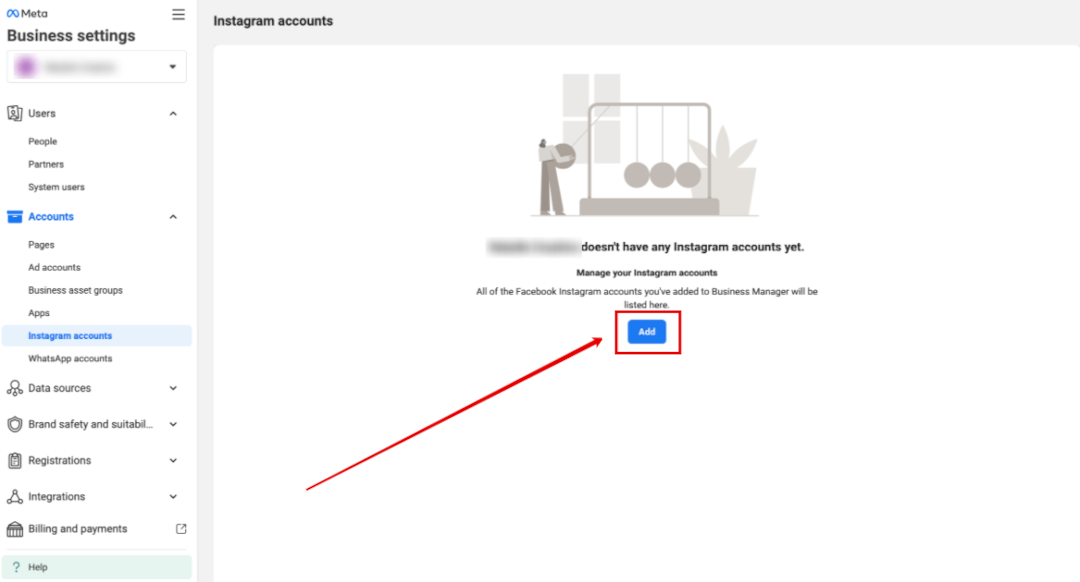 Add an Instagram Ad Account to Meta Business Manager.