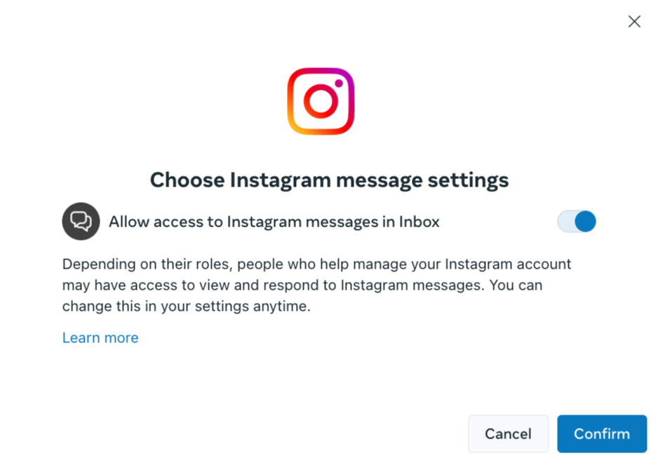 Choose Instagram inbox settings.