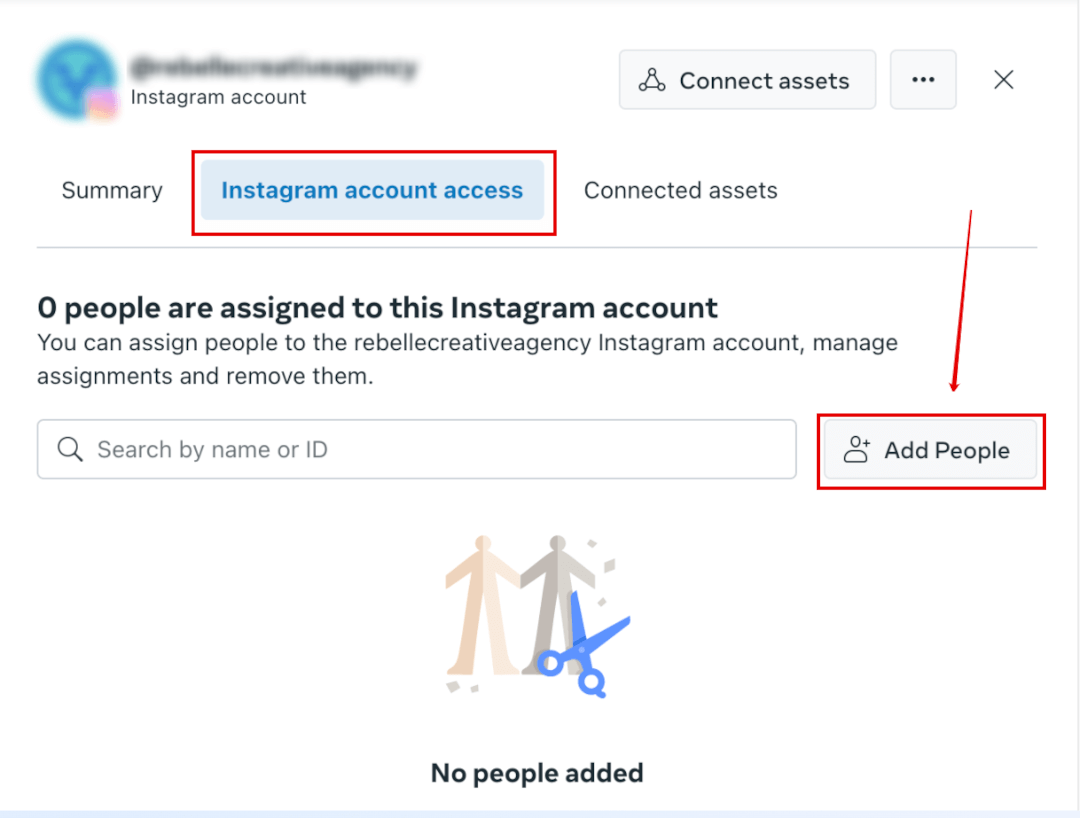 Instagram account access screen.