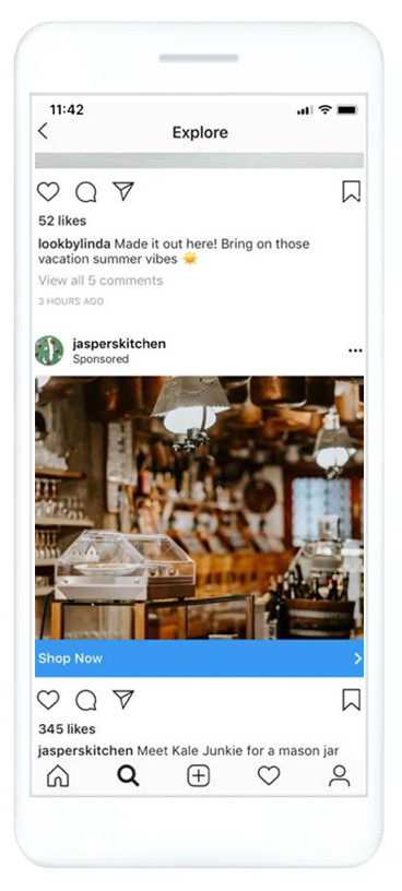 Instagram Explore ad examples.