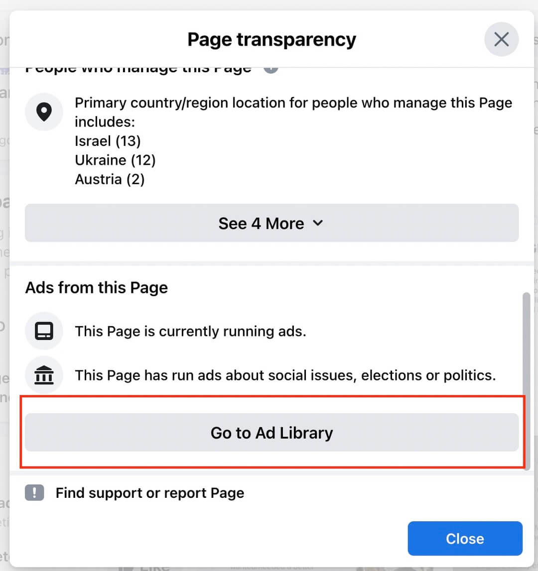 Facebook Page - Ad Library