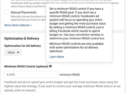 minimum ROAS bid strategy