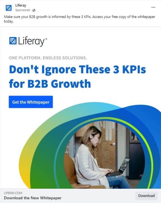 Great Facebook ad copy example - Liferay