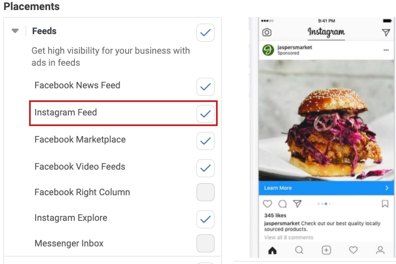 Instagram Feed placement