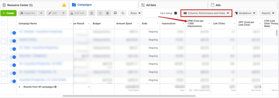 How to find your Facebook CPM in Ads Manager