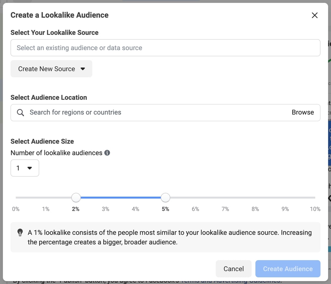 Expand lookalike audiences to scale Facebook ads