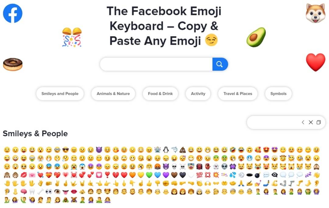 Facebook emoji keyboard