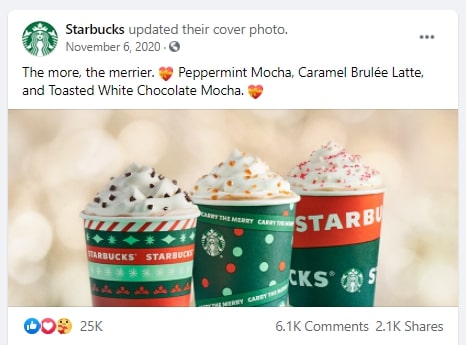 Engaging Facebook post example - Starbucks