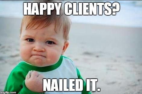 happy clients meme