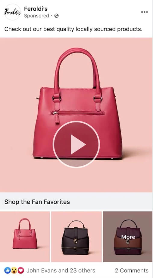 Facebook collection ad example