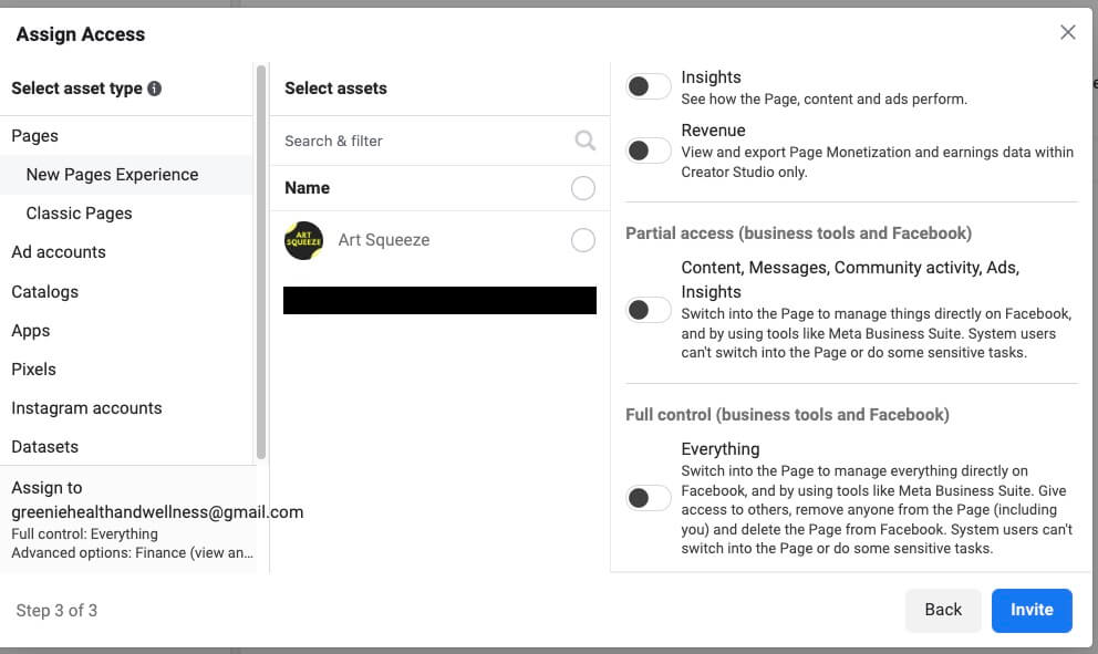 assign assets - Business Manager