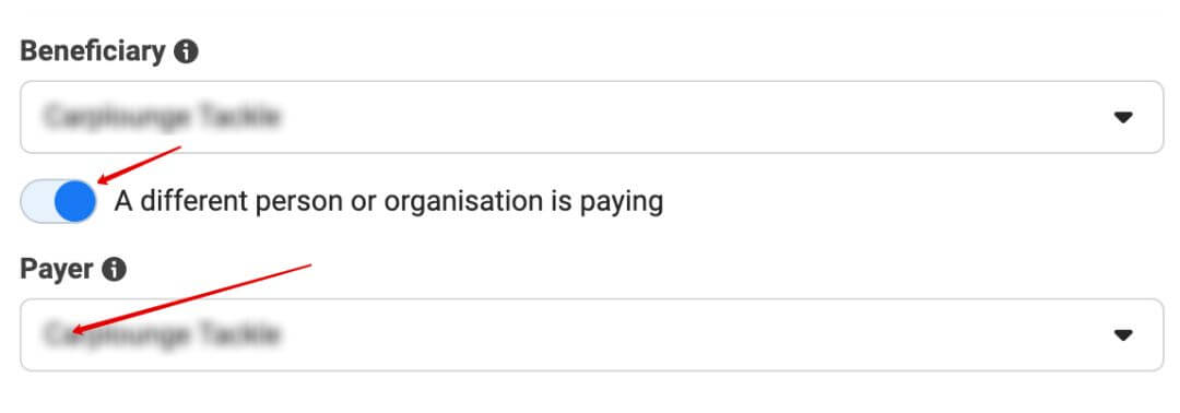 how to set your beneficiary and payer details in Facebook Ads Manager.