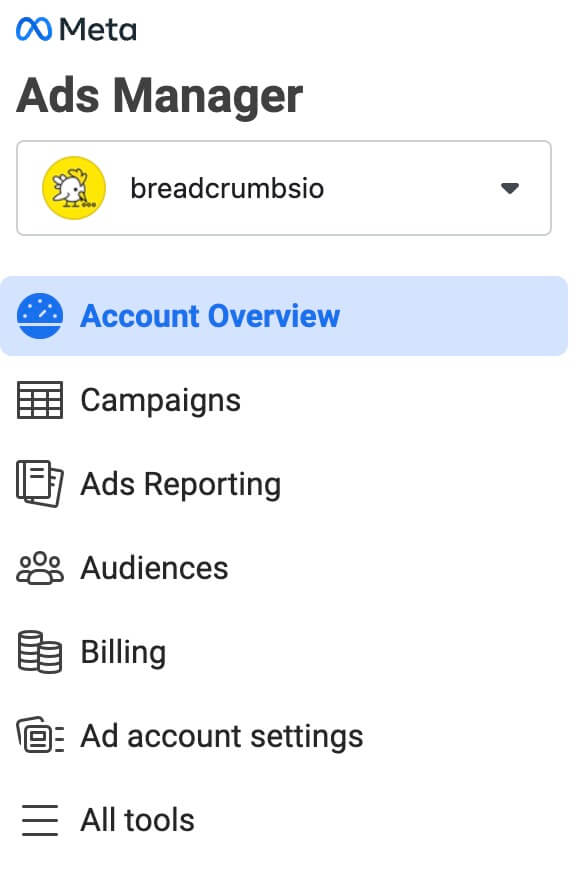 Facebook Ads Manager Navigation