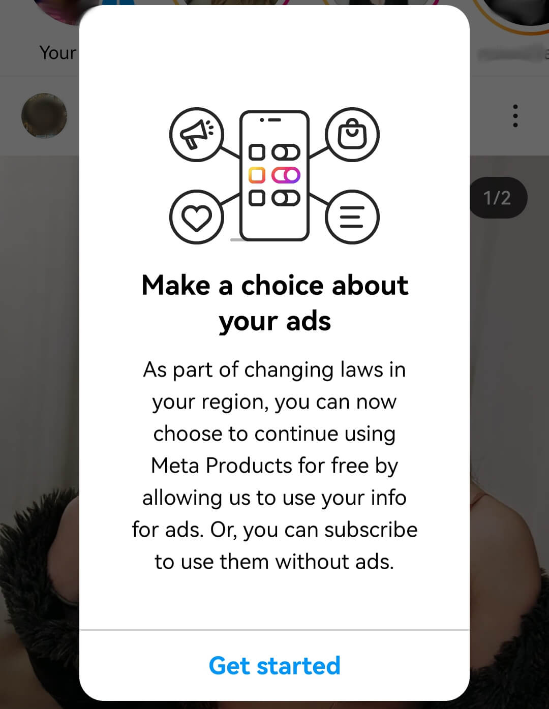 Ad-free Meta sub prompt Instagram