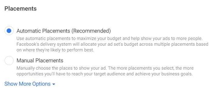 Facebook ad placements