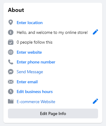 Edit the about section on your Facebook page