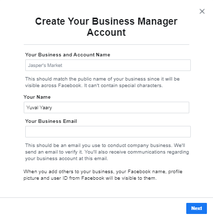 Create a Business Manager account