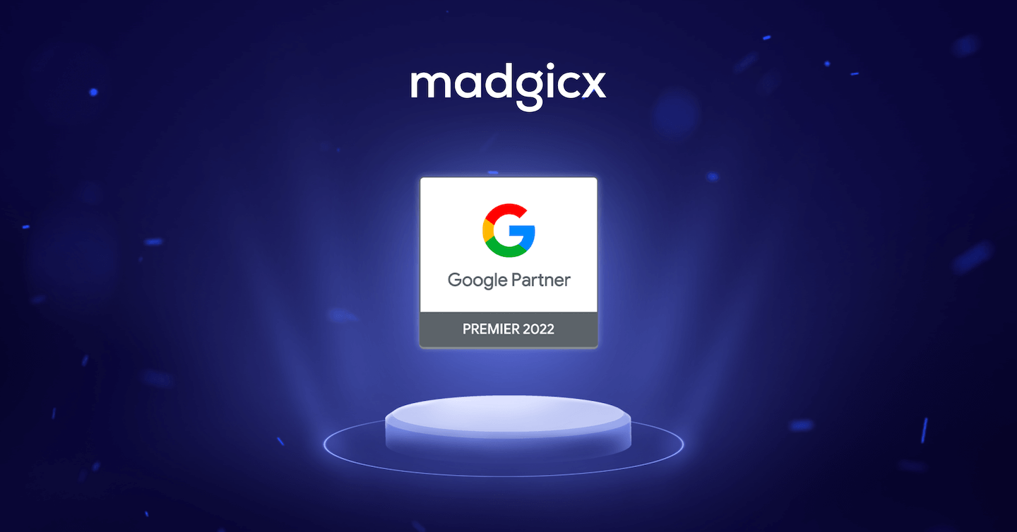 The Madgicx logo above the 2022 Google Premier Partner badge