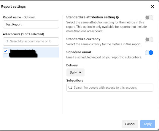 schedule Facebook ad report