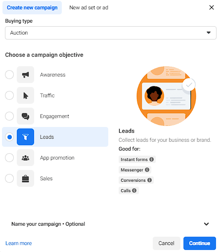Leads objective - Facebook Lead Generation