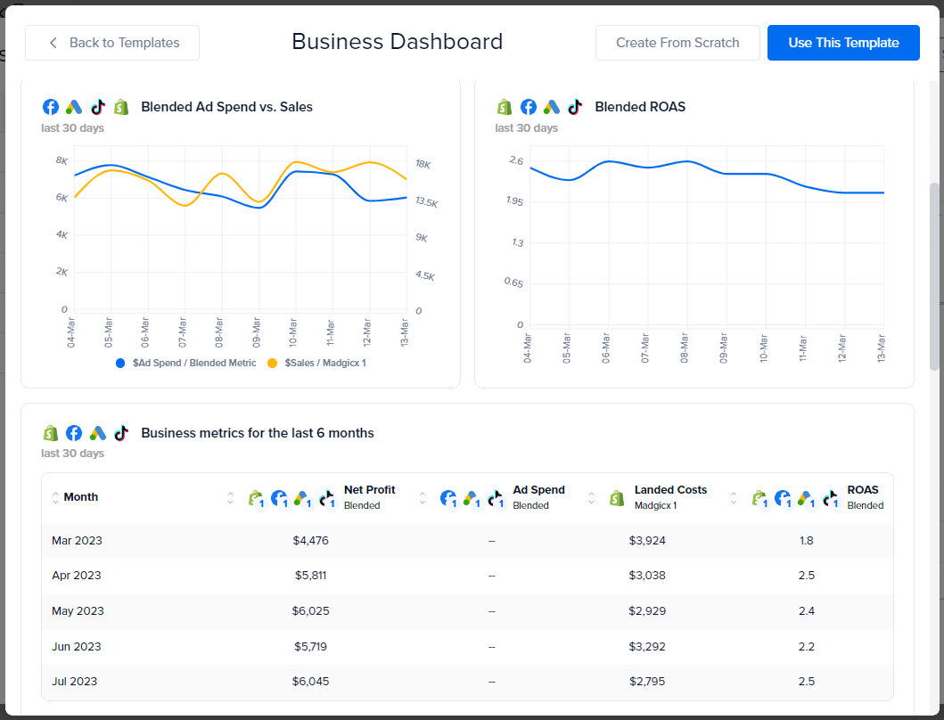 business dashboard - digital marketing dashboard example