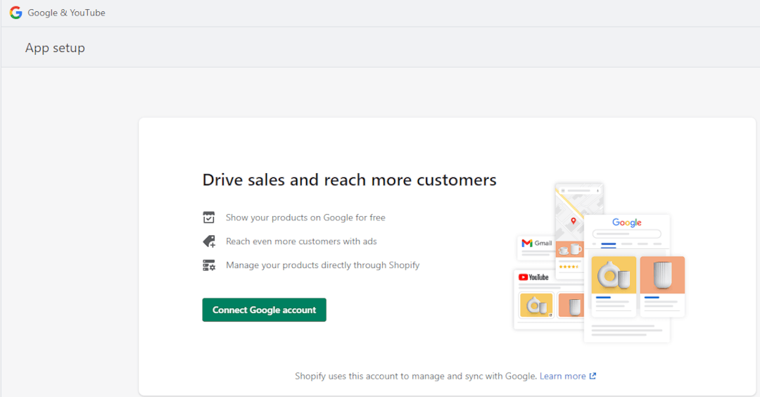 connect Google account to Shopify