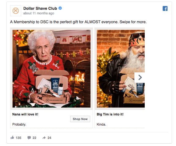 Dollar Shave club Black Friday ad example