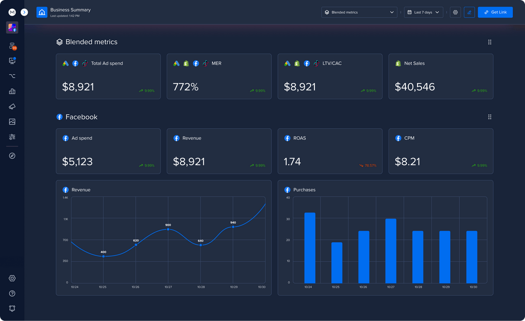 Lifetime deal One-Click Report dashboard.