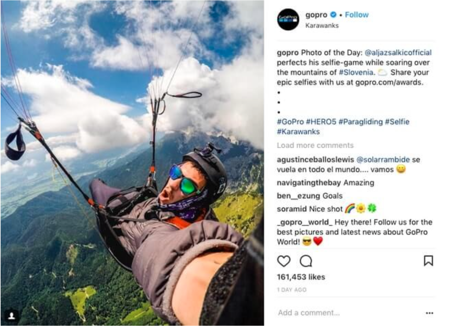 GoPro Instagram UGC post.