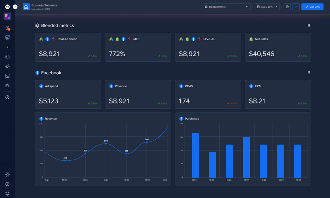 Madgicx One-Click Report dashboard