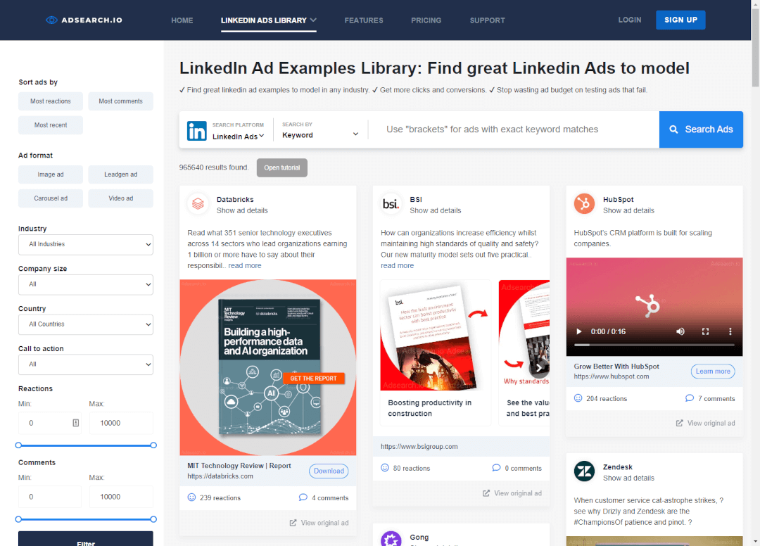 AdSearch.io competitor ads LinkedIn