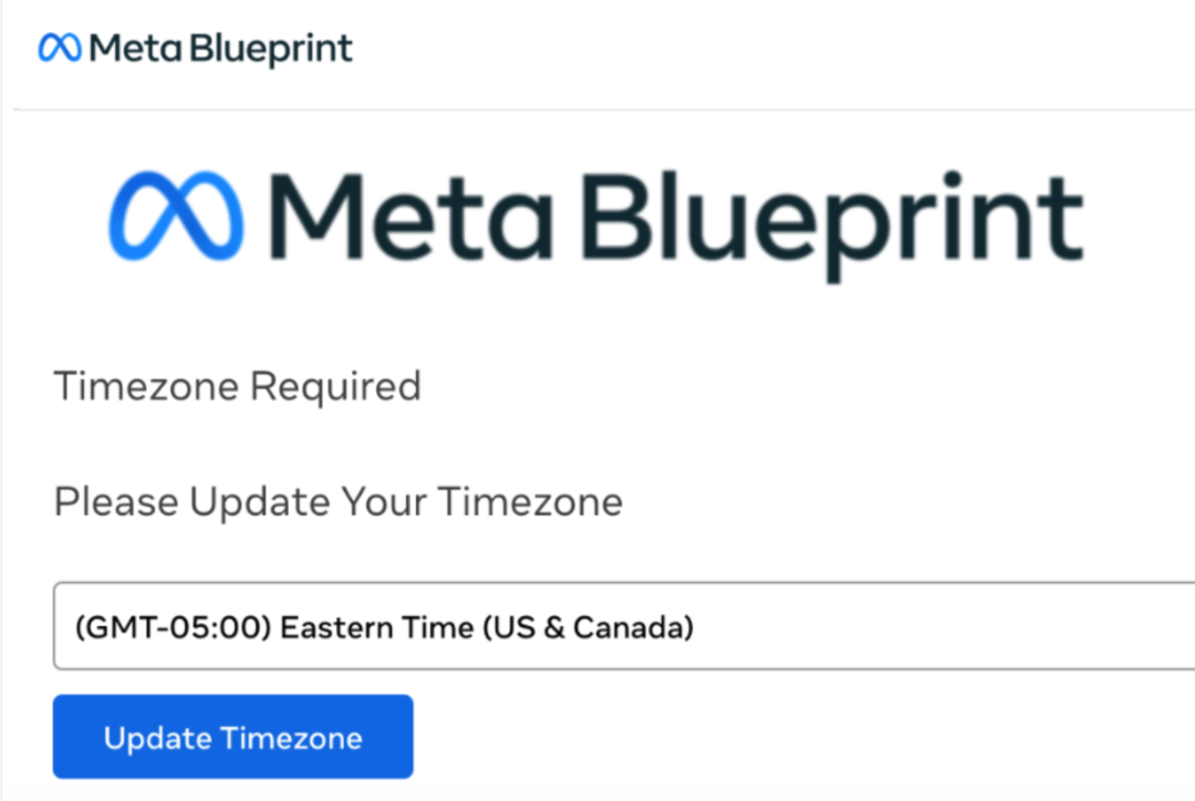 Meta Blueprint timezone selection.