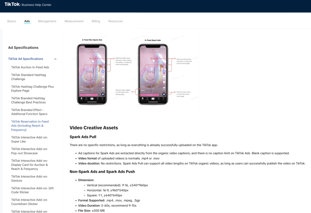 TikTok ad specs.