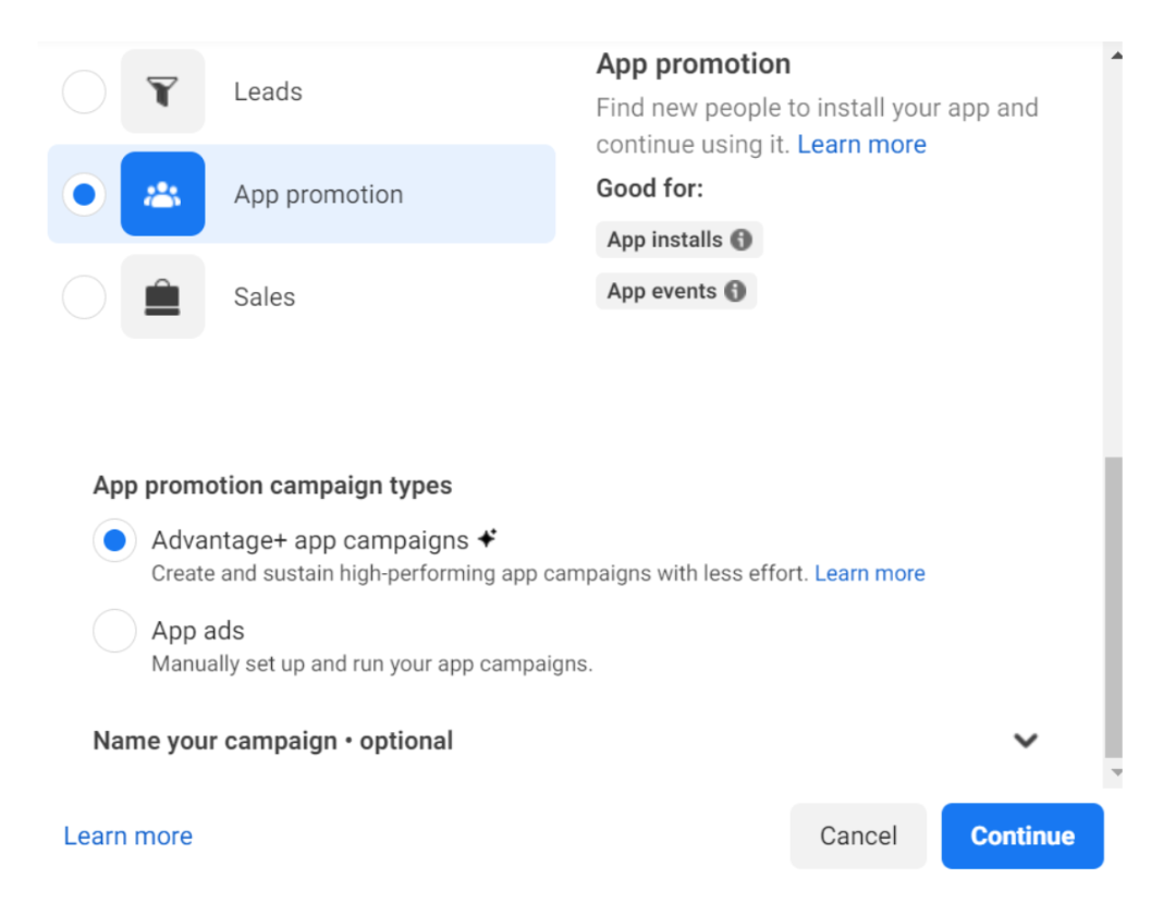 Advantage+ app campaigns